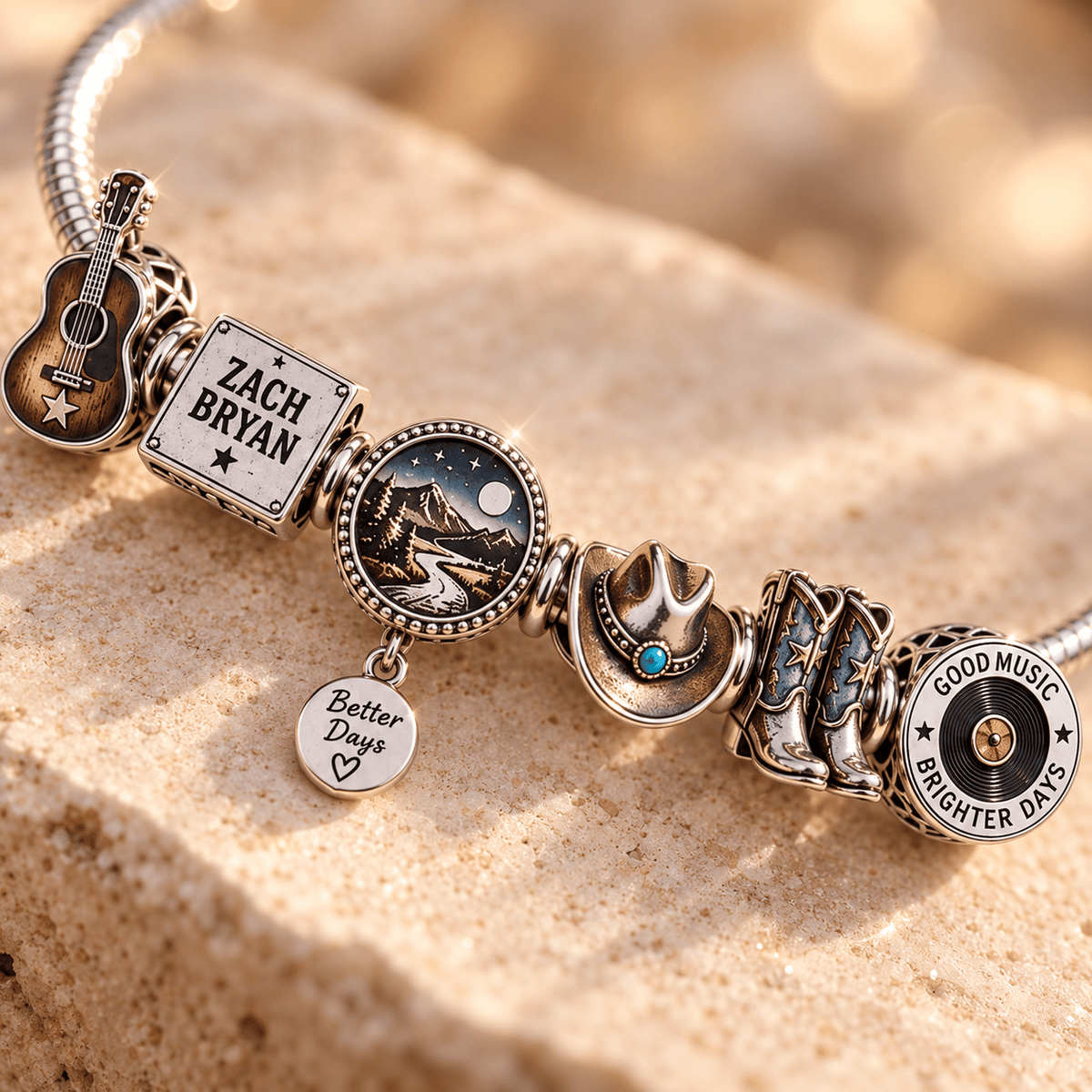 ZBR Silver Charm Bracelet Set PNPA