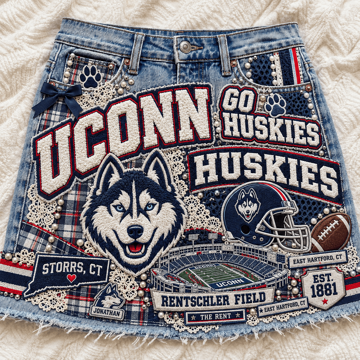 UCHK Embellished Denim Skirt NTKO