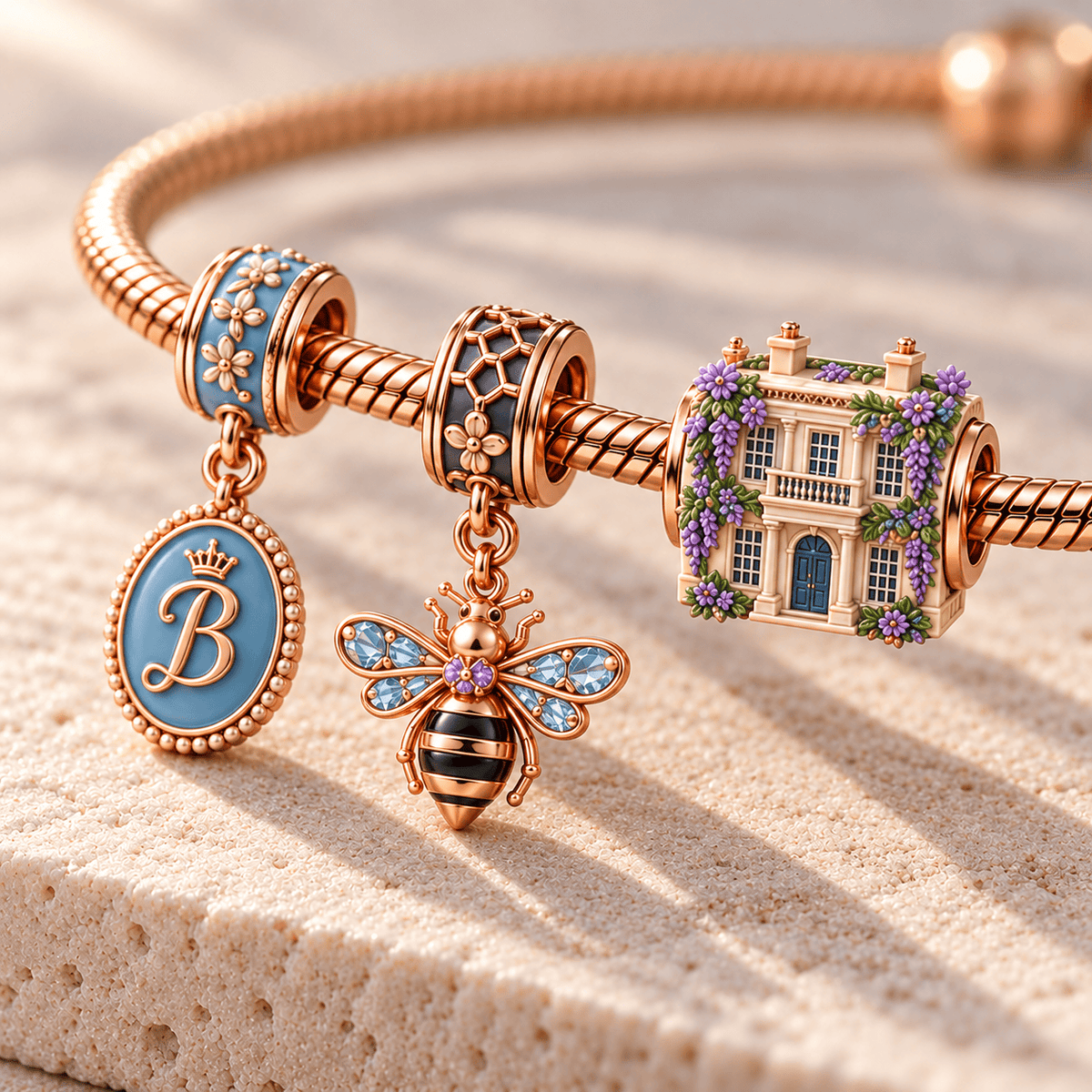 BGT Rose Gold Charm Bracelet Set HQH