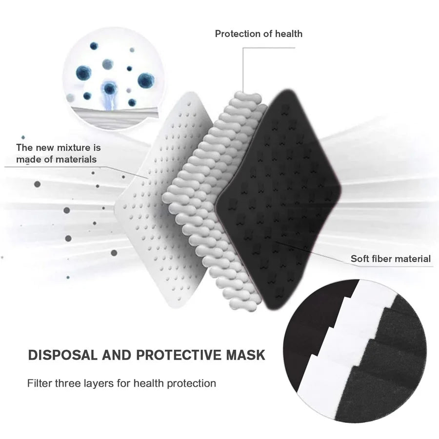 50-200Pcs Disposable Protective Face Masks Black Individual Packaging 3 Ply Earloop Adults Fashion Anti-dust Flat Mask Wholesale