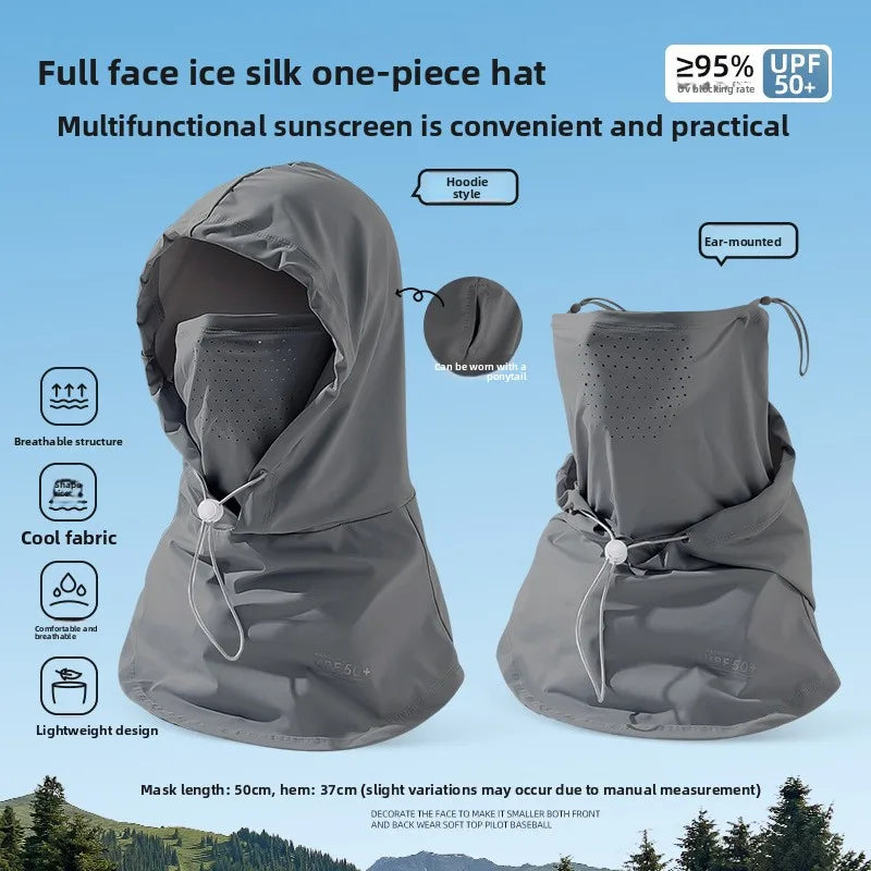 Summer 2026 Outdoor Full Face Cover Sunscreen Mask Mask Riding Anti-UV Shading and Breathable Integrated Mask
